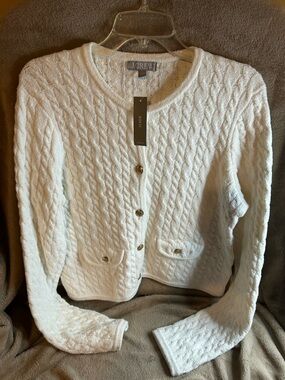 J. Crew Cream Cable-Knit Button Cardigan- NWT